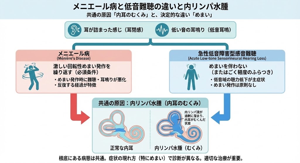 メニエール病と低音難聴の違い