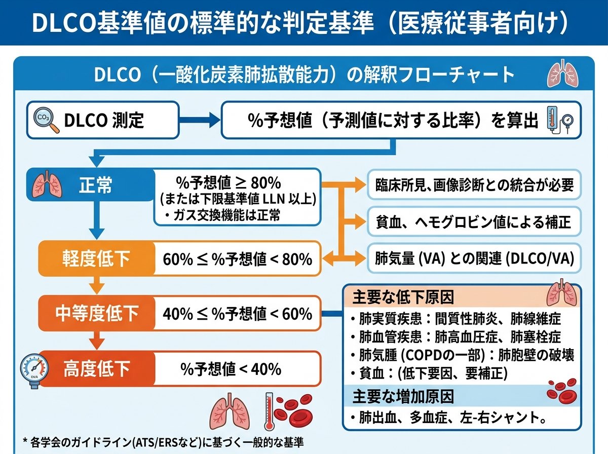 DLCO基準値の標準的な判定基準