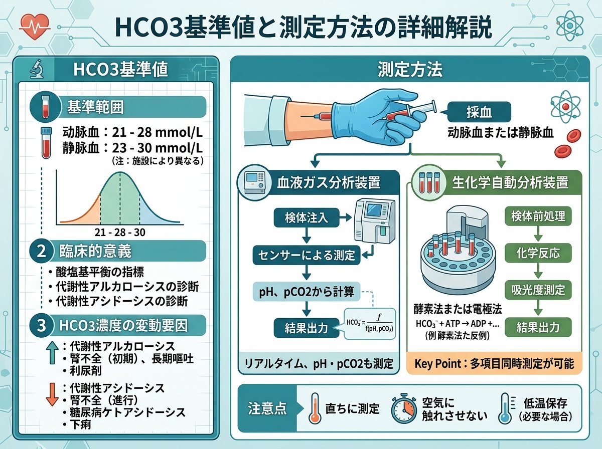 HCO3基準値と測定方法の詳細解説