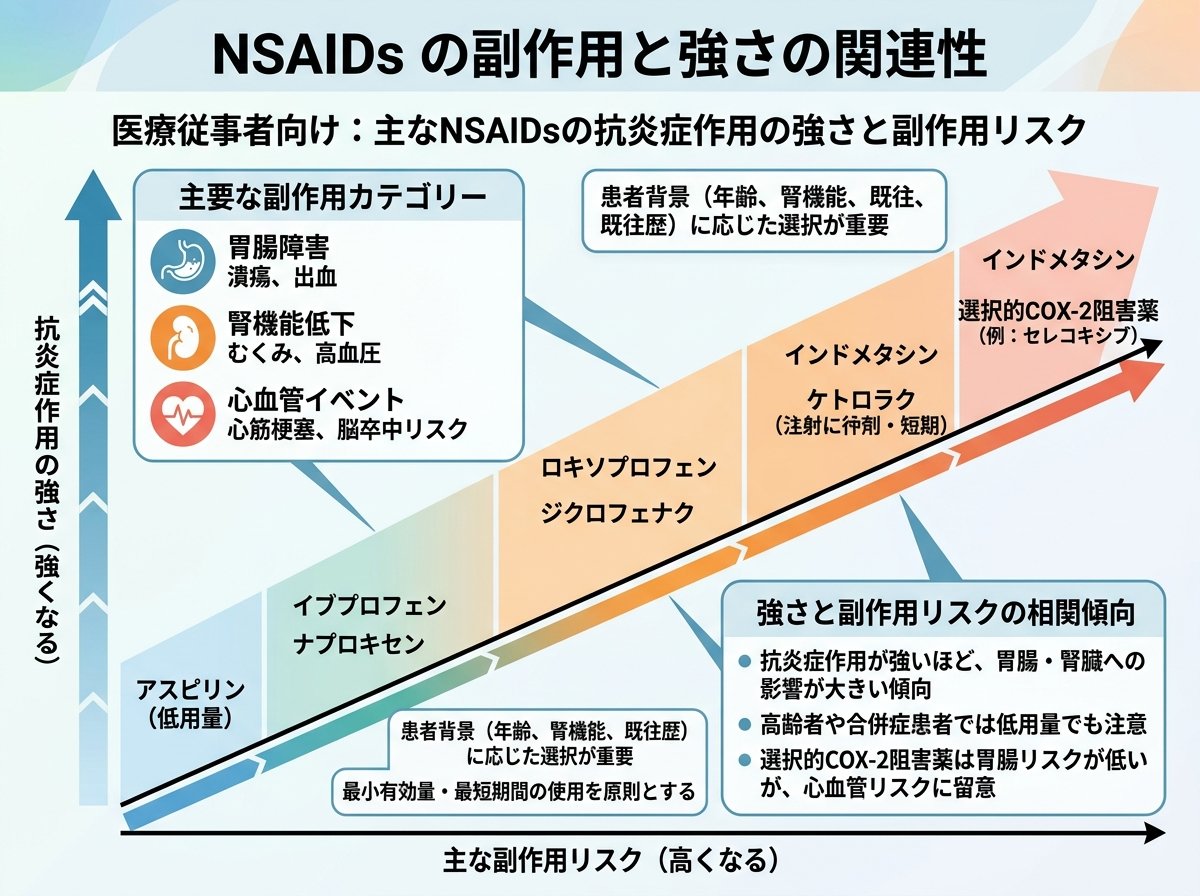 NSAIDs の副作用と強さの関連性