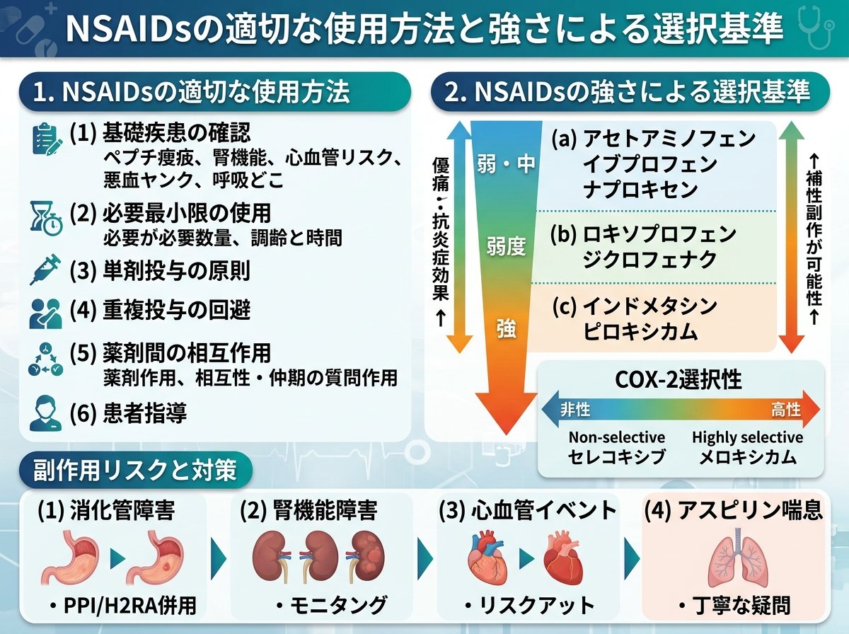 NSAIDs の適切な使用方法と強さによる選択基準