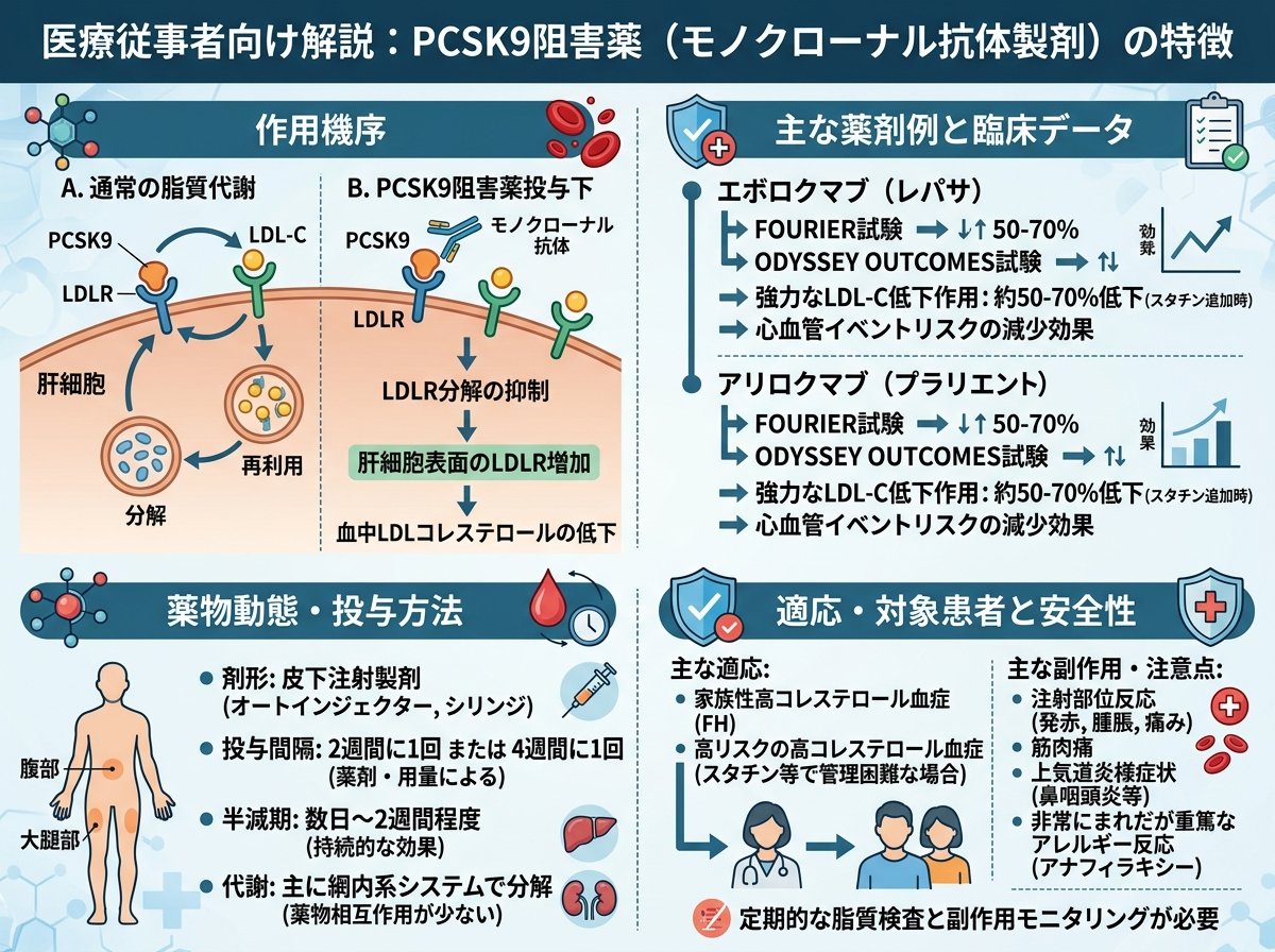 PCSK9阻害薬のモノクローナル抗体製剤の特徴