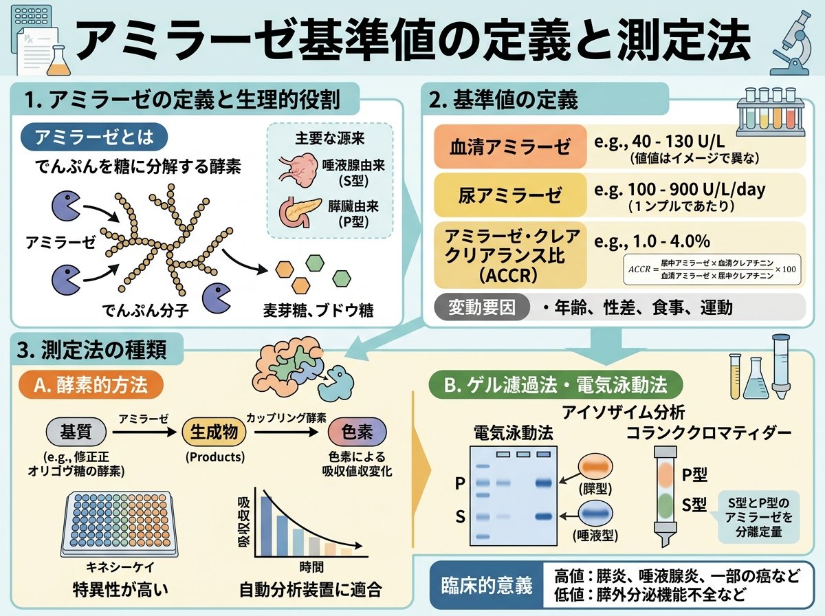 アミラーゼ基準値の定義と測定法