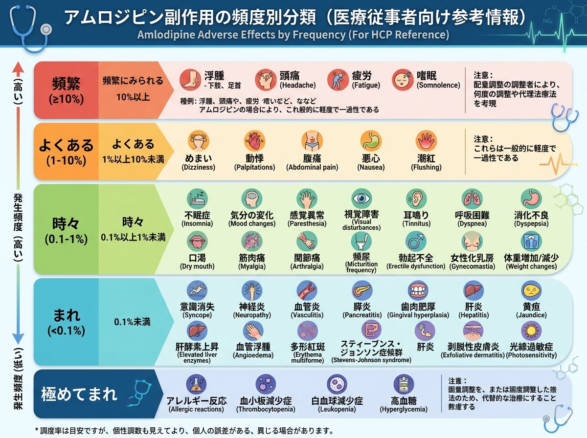 アムロジピン副作用の頻度別分類