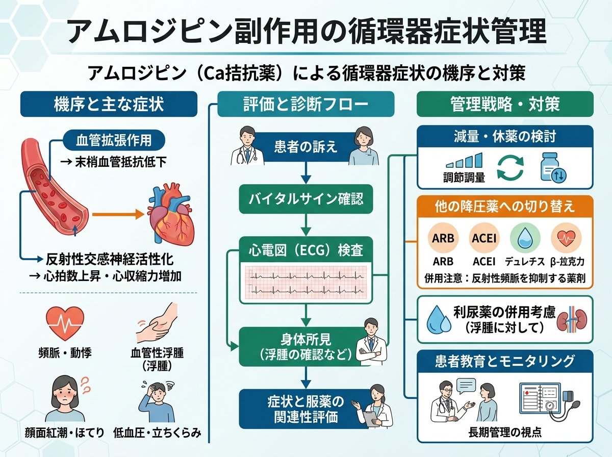 アムロジピン副作用の循環器症状管理