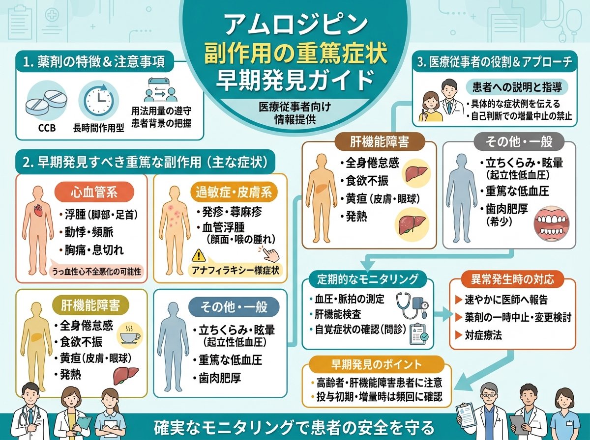 アムロジピン副作用の重篤症状早期発見