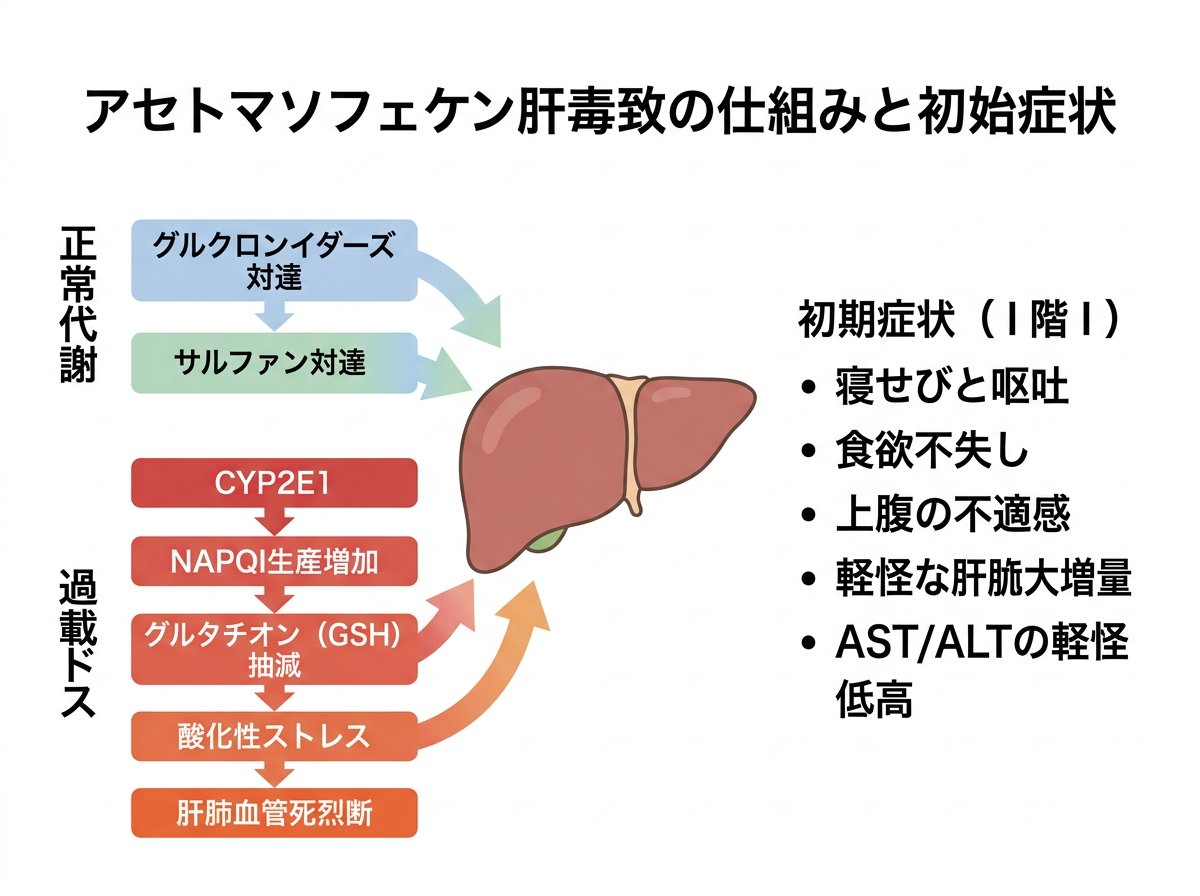 アセトアミノフェン肝障害メカニズムと初期症状