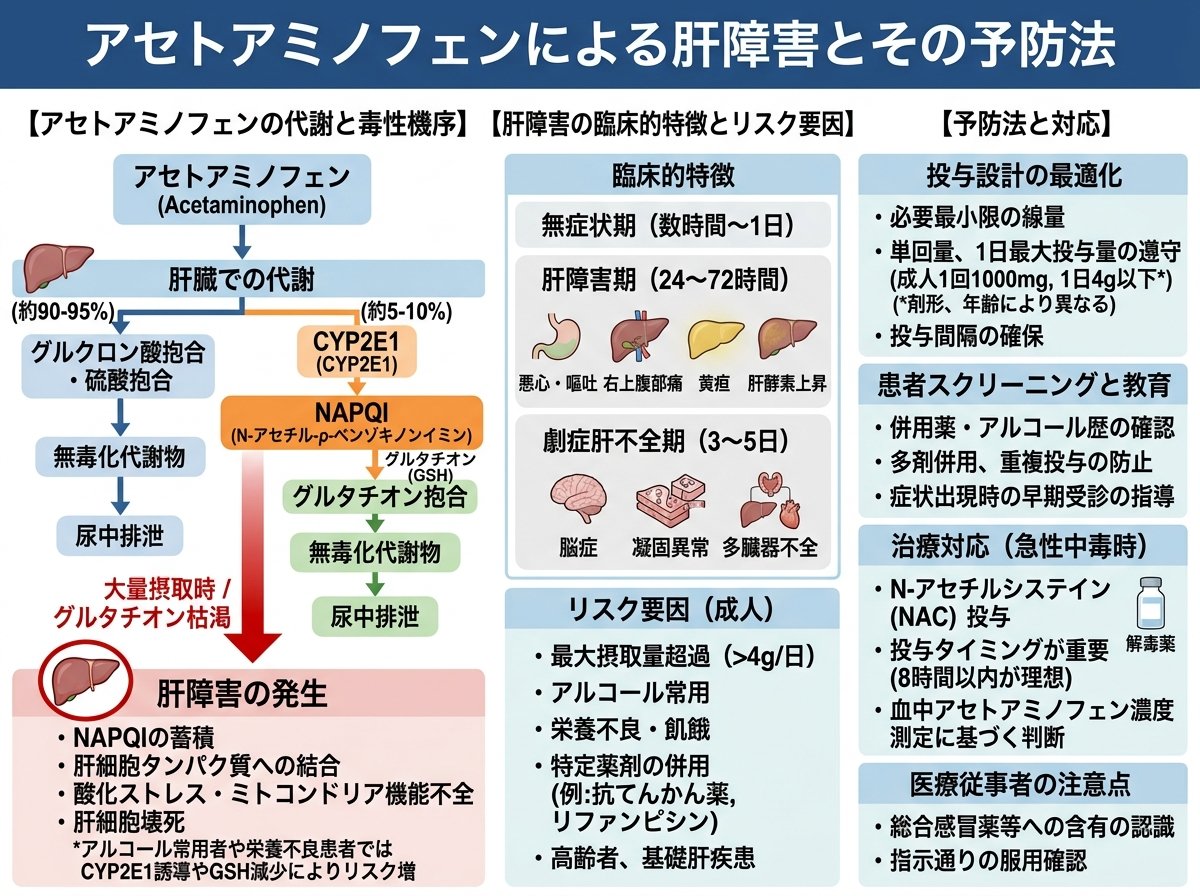 アセトアミノフェンによる肝障害とその予防法