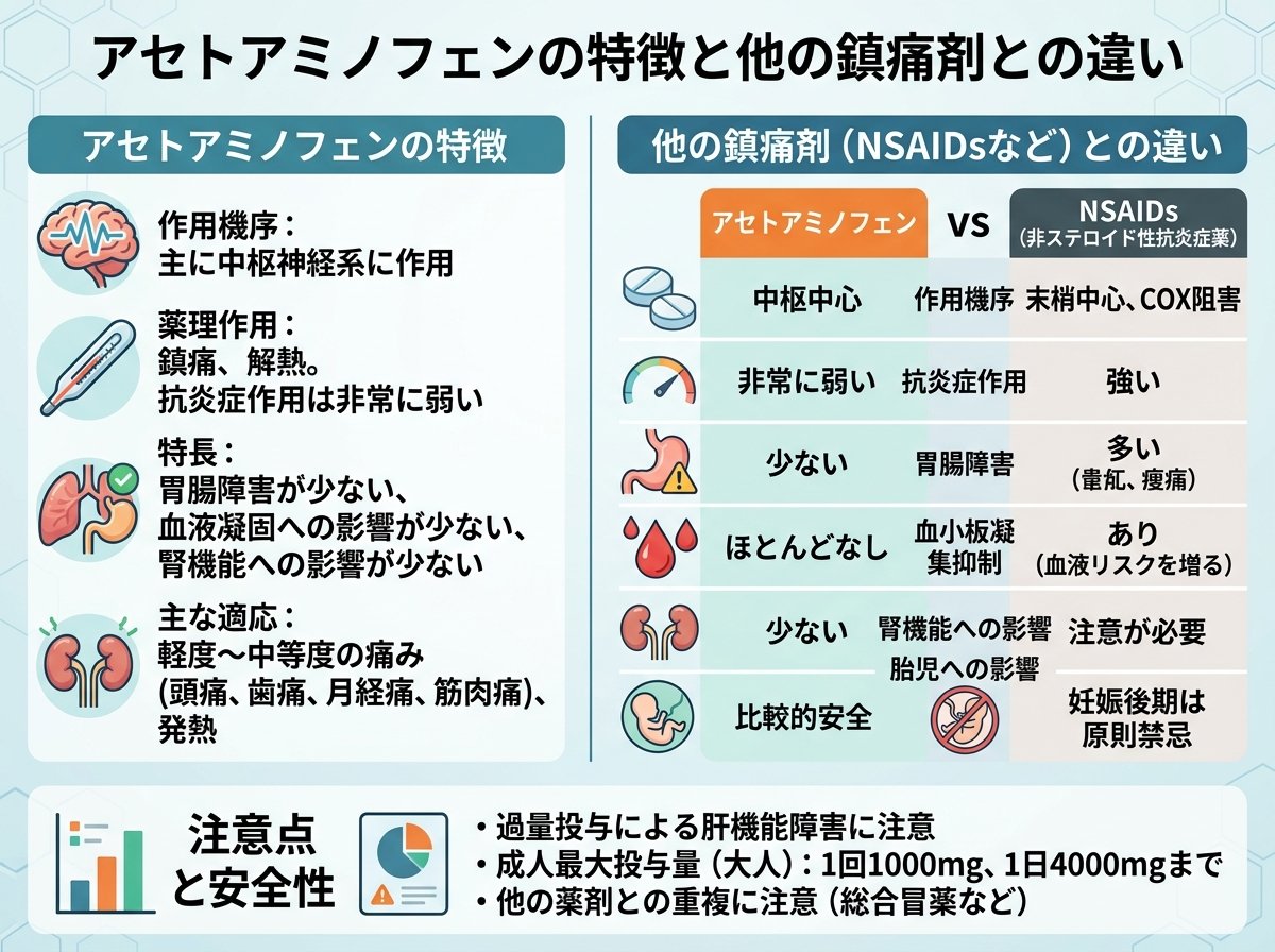 アセトアミノフェンの特徴と他の鎮痛剤との違い