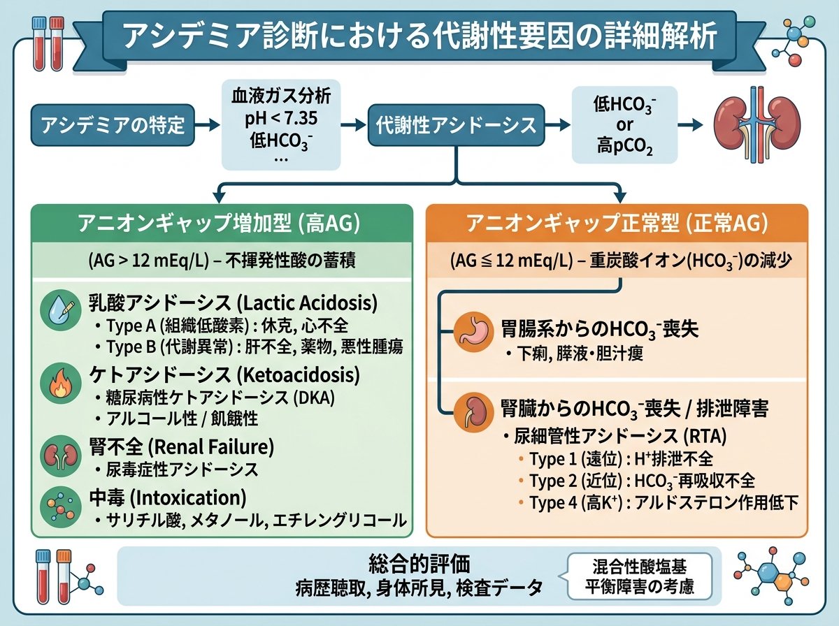 アシデミア診断における代謝性要因の詳細解析