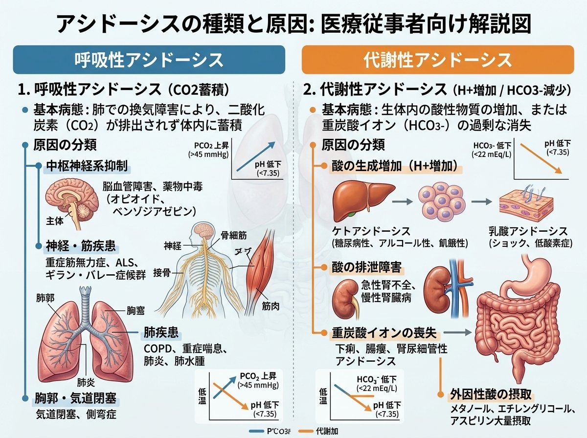 アシドーシスの種類と原因