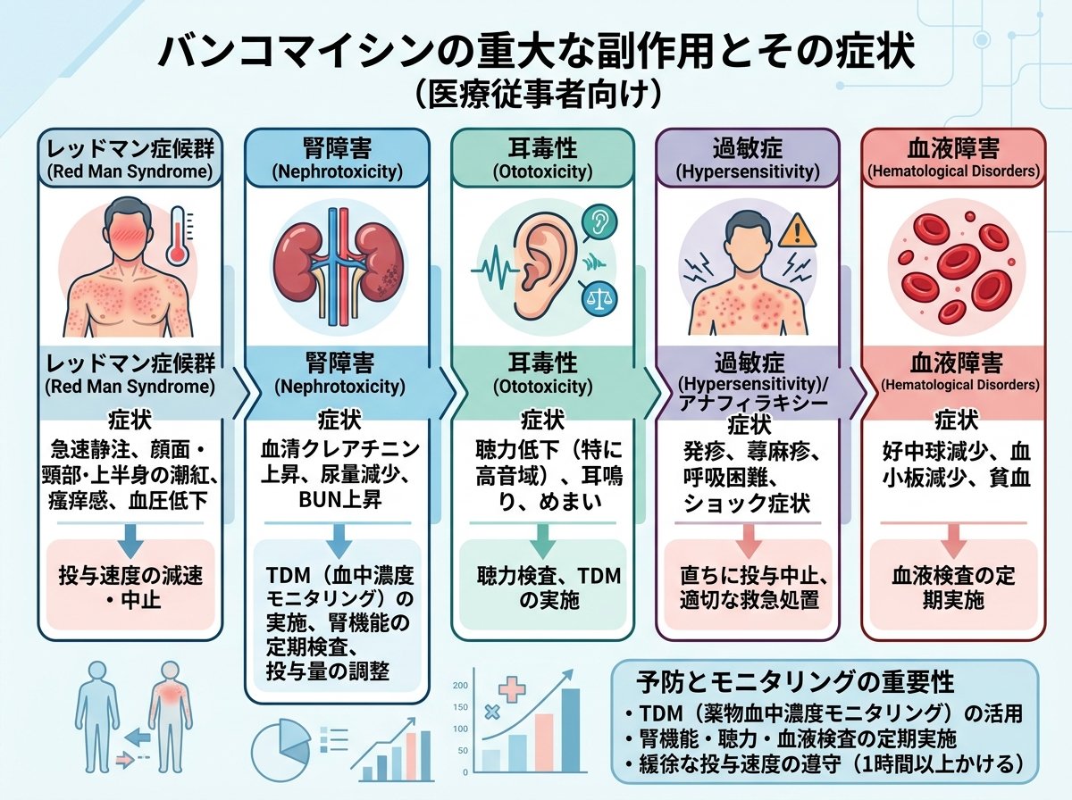バンコマイシンの重大な副作用とその症状