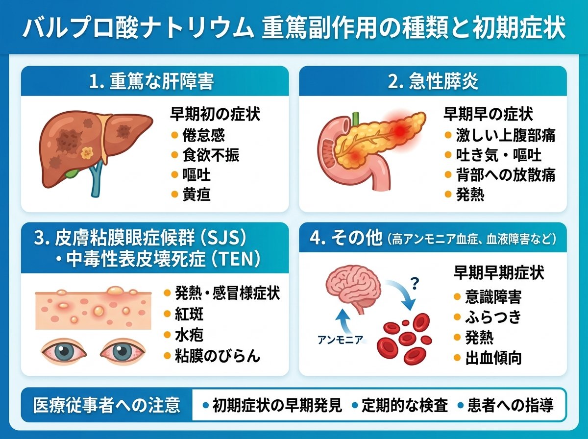 バルプロ酸ナトリウム重篤副作用の種類と初期症状