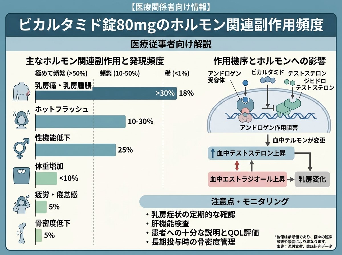 ビカルタミド錠80mgのホルモン関連副作用頻度