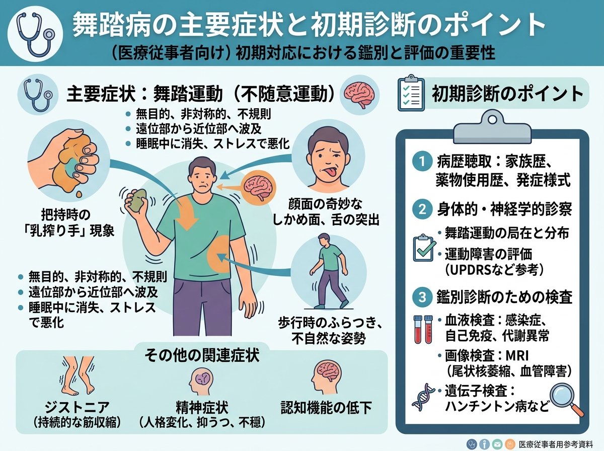 舞踏病の主要症状と初期診断のポイント