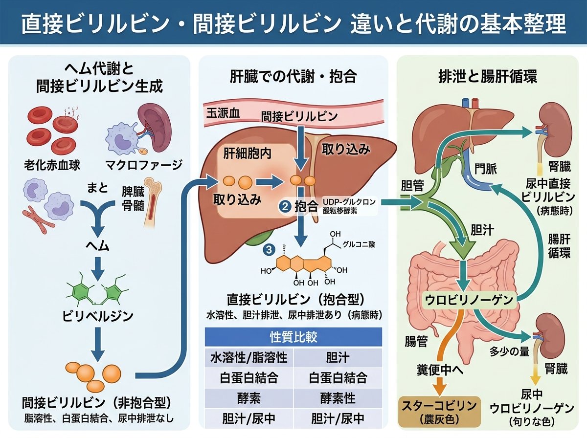 直接ビリルビン 間接ビリルビン 違いと代謝の基本整理