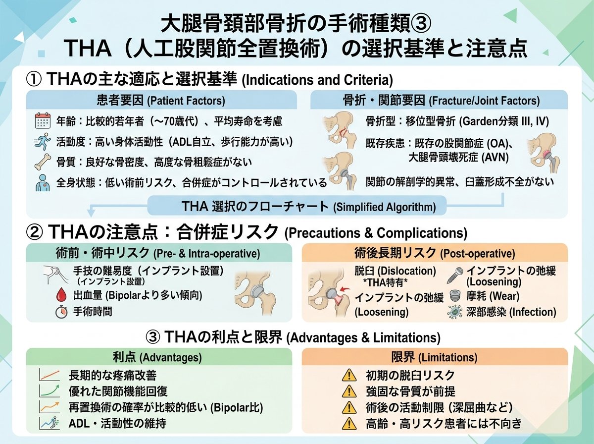 大腿骨頚部骨折の手術種類③THAの選択基準と注意点