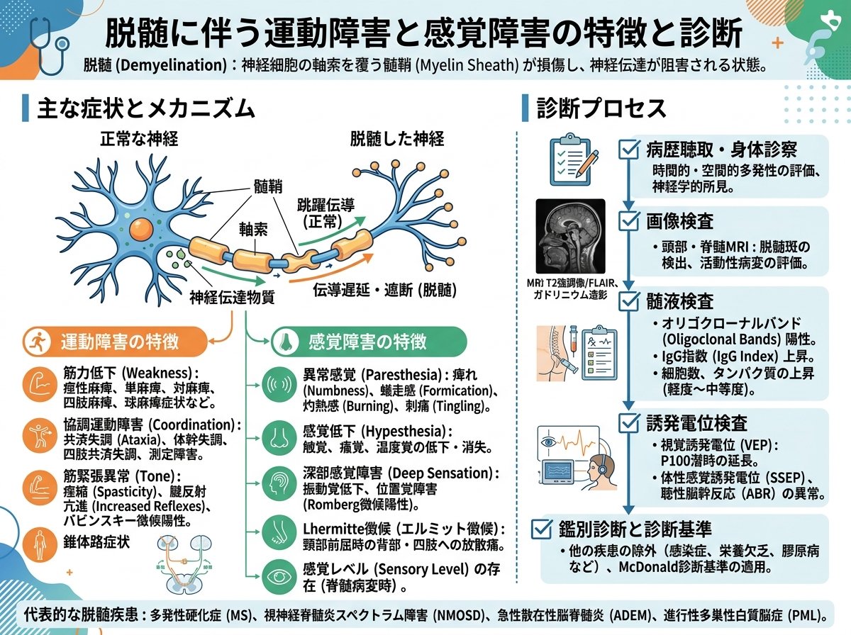 脱髄に伴う運動障害と感覚障害の特徴と診断