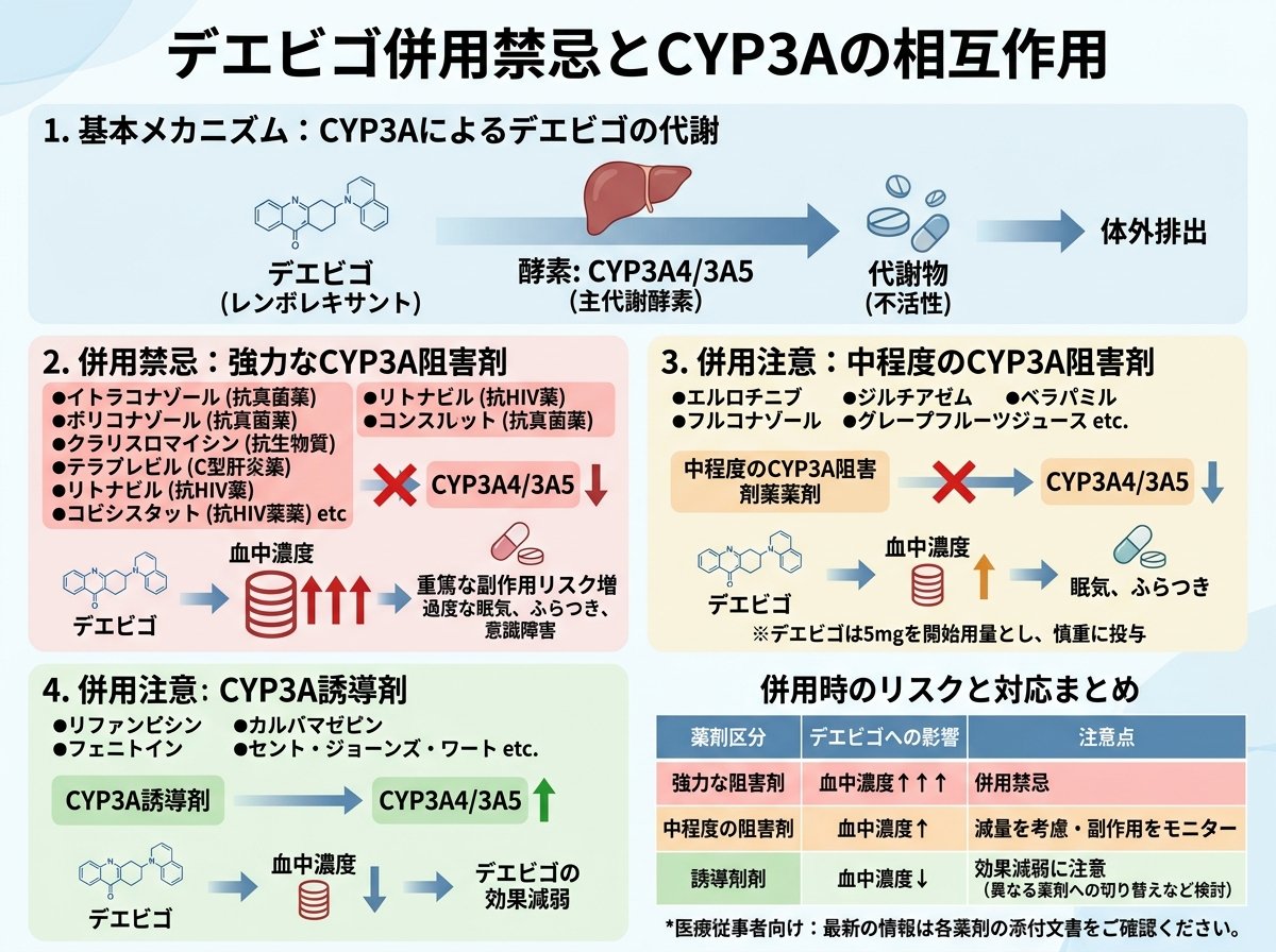 デエビゴ併用禁忌とCYP3Aの相互作用