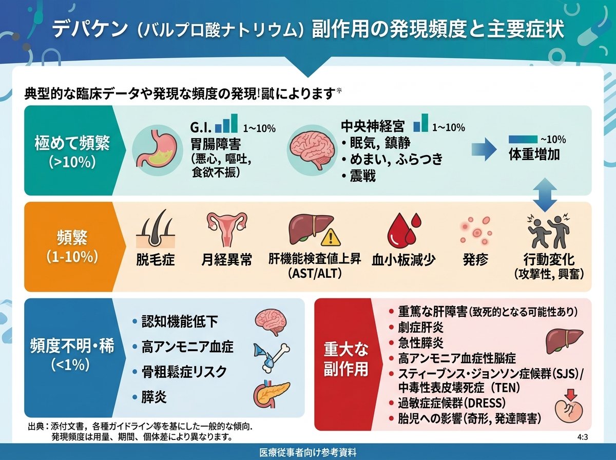 デパケン副作用の発現頻度と主要症状