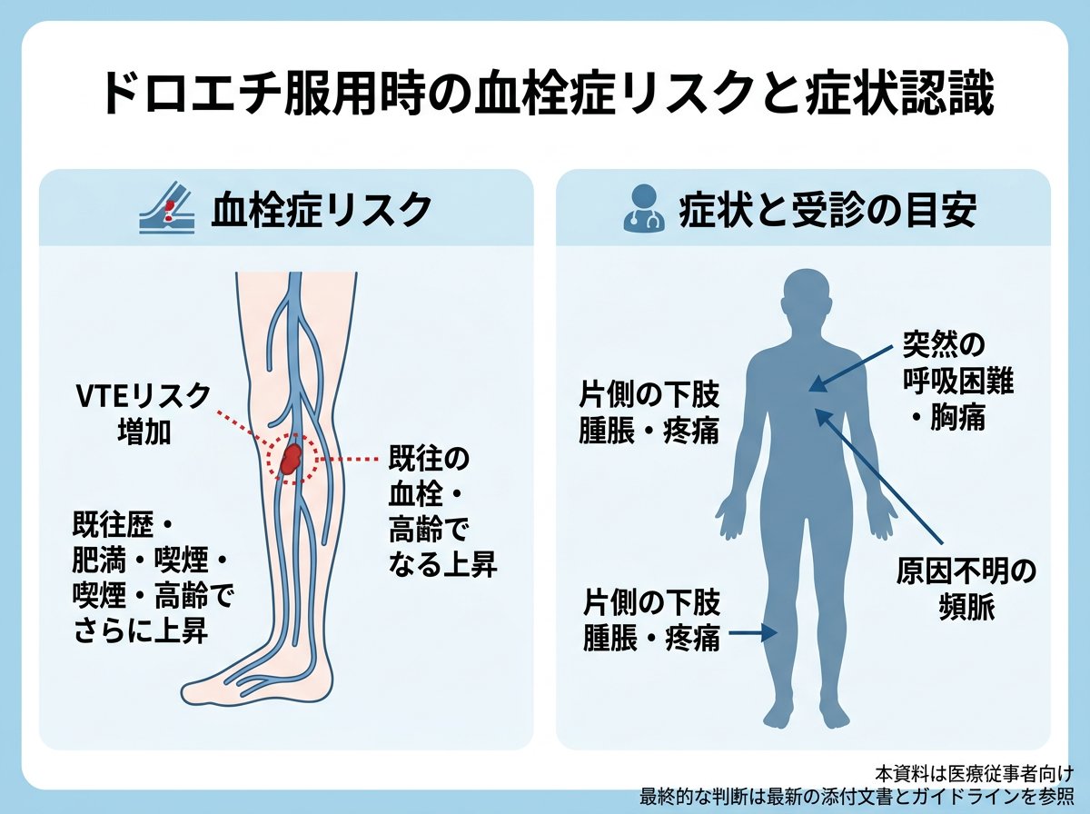 ドロエチあすか血栓症リスクと症状認識