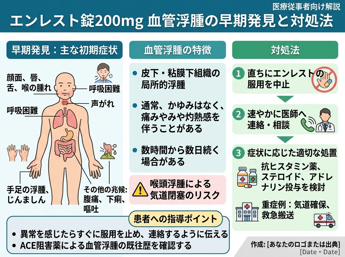 エンレスト錠200mg血管浮腫の早期発見と対処法