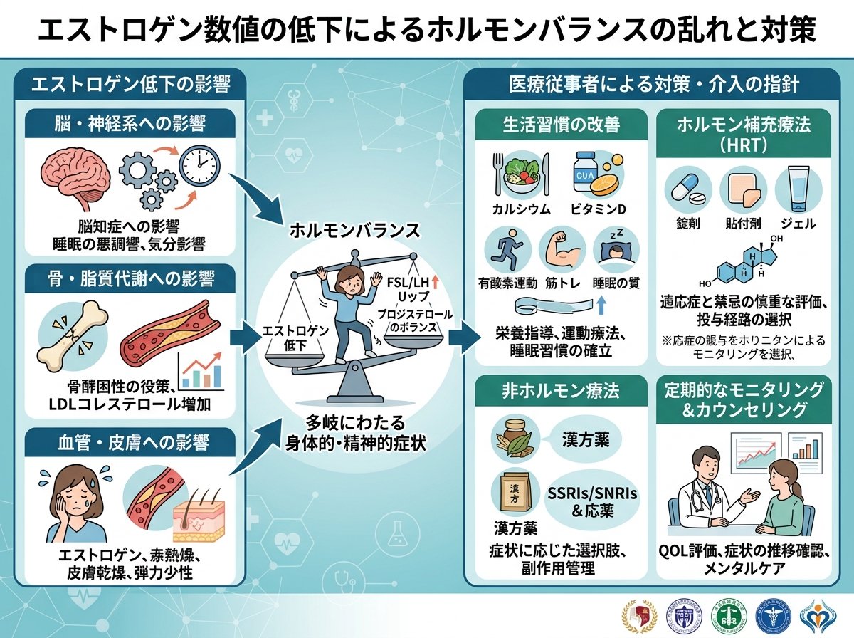 エストロゲン 数値の低下によるホルモンバランスの乱れと対策