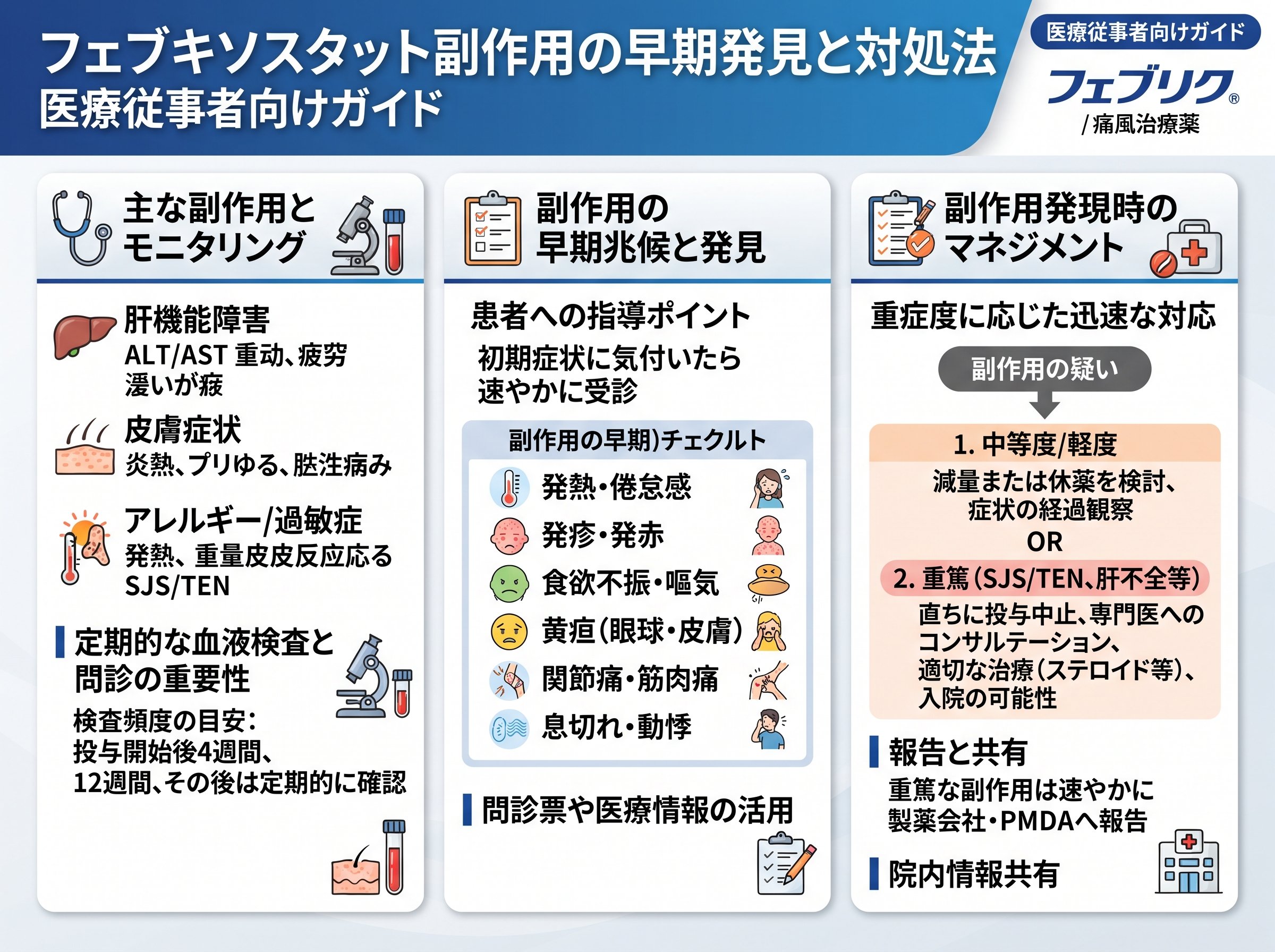 フェブキソスタット副作用の早期発見と対処法