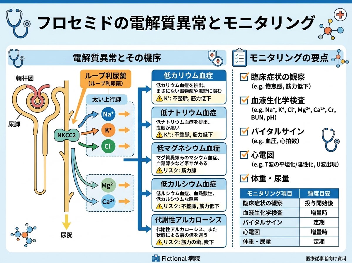 フロセミドの電解質異常とモニタリング