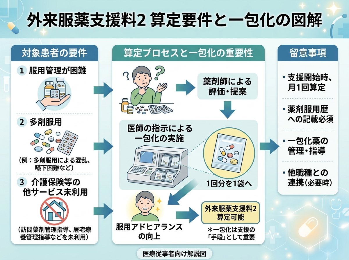 外来服薬支援料2 算定要件の対象患者と一包化