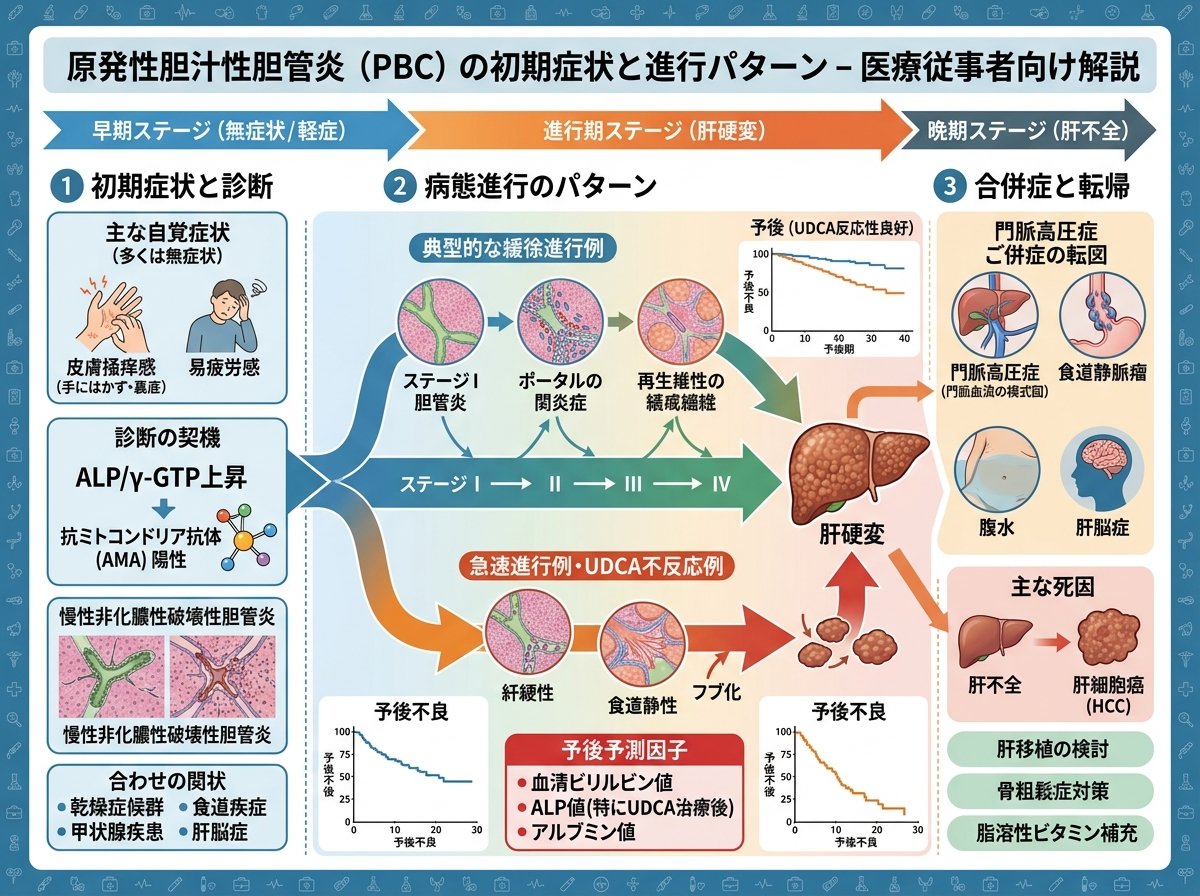 原発性胆汁性胆管炎の初期症状と進行パターン