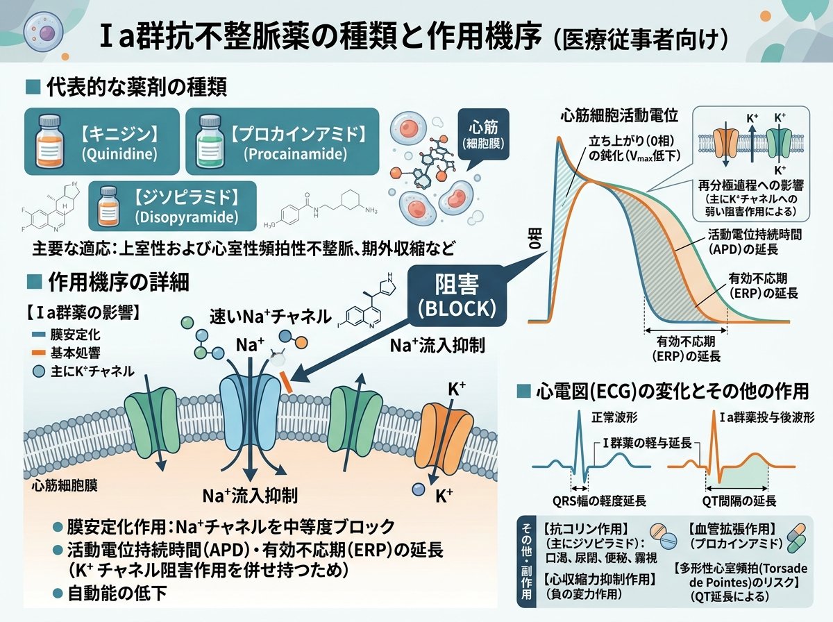 Ⅰa群抗不整脈薬の種類と作用機序