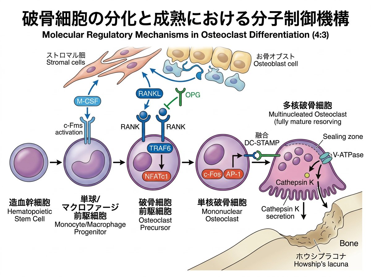 破骨細胞の分化と成熟における分子制御機構