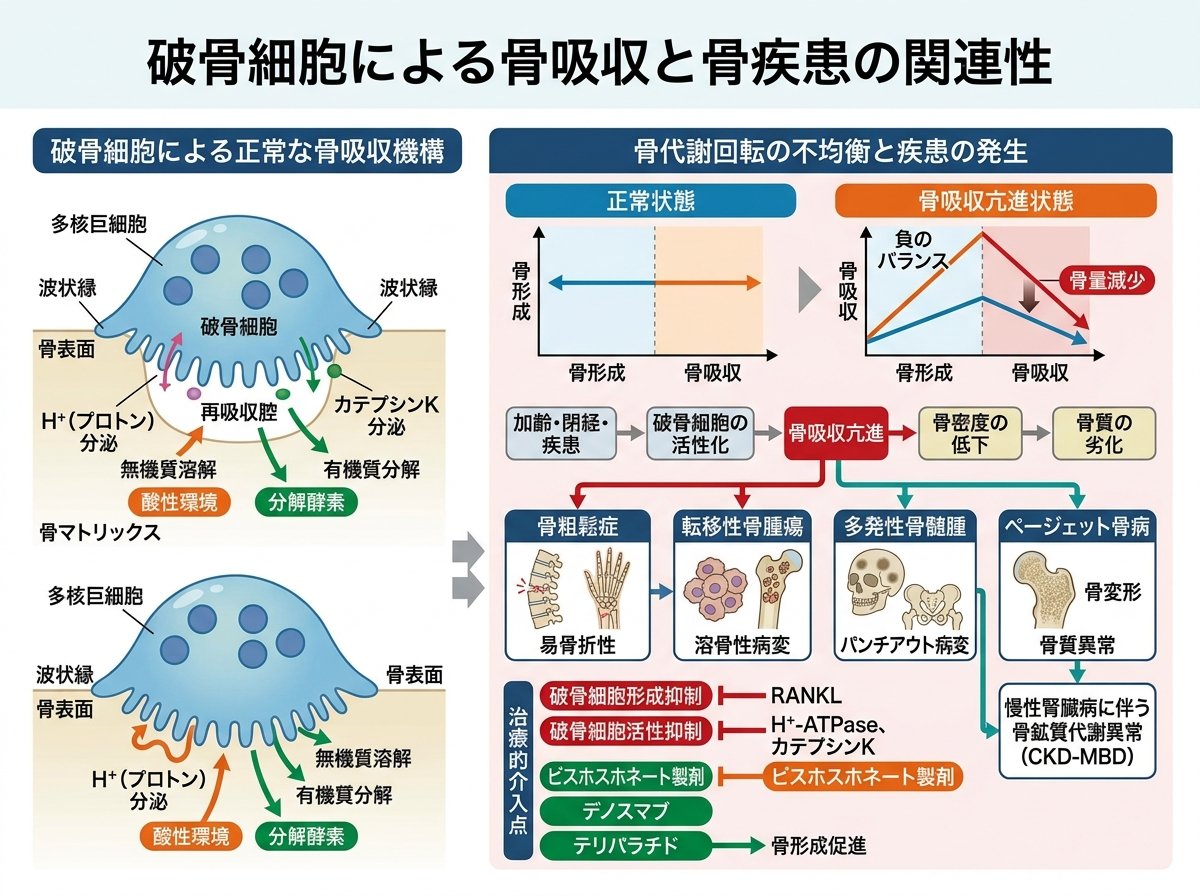 破骨細胞による骨吸収と骨疾患の関連性