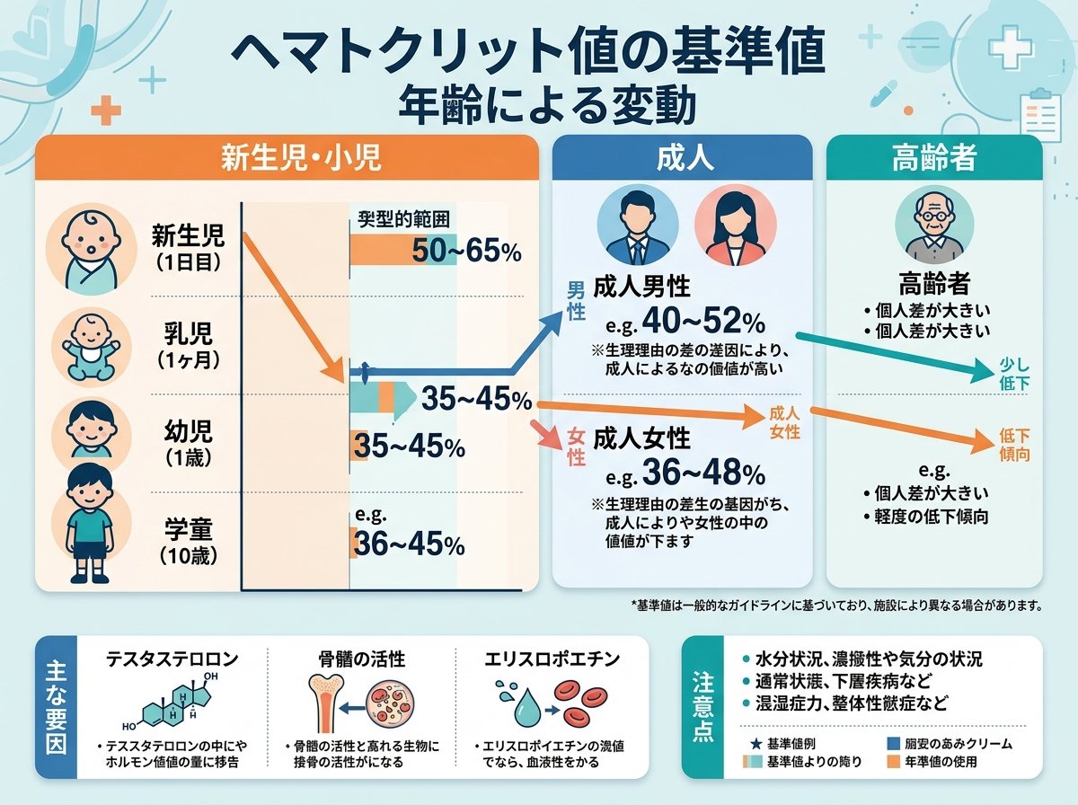 ヘマトクリット値の基準値 年齢による変動