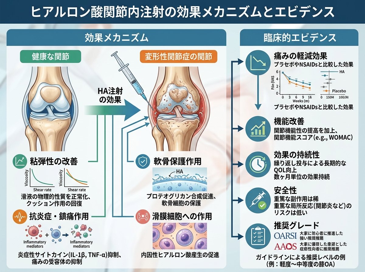 ヒアルロン酸関節内注射の効果メカニズムとエビデンス
