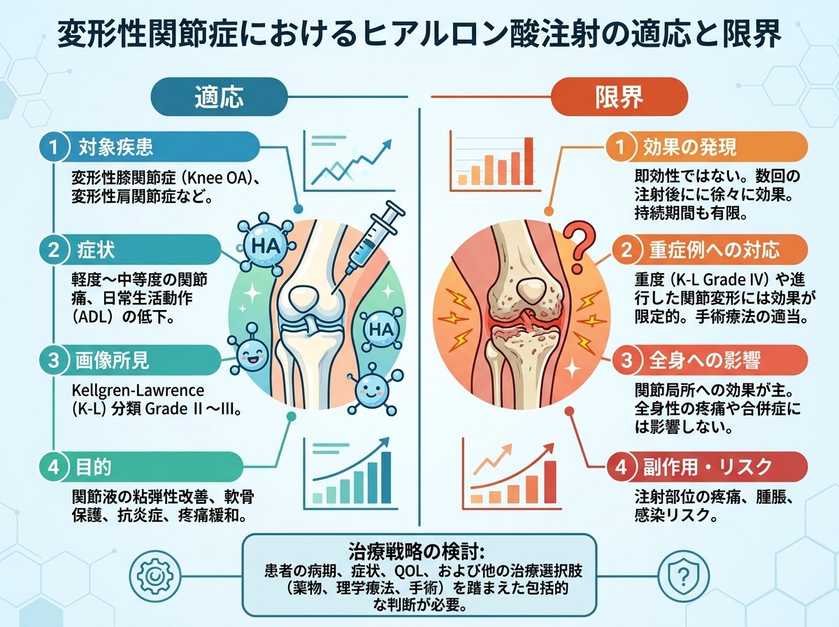 変形性関節症におけるヒアルロン酸注射の適応と限界