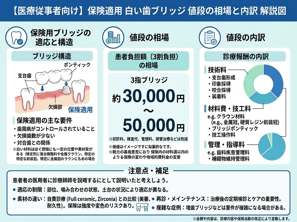 保険適用 白い歯 ブリッジ 値段の相場と内訳