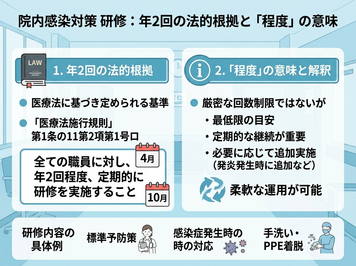 院内感染対策 研修 年2回の法的根拠と「程度」の意味