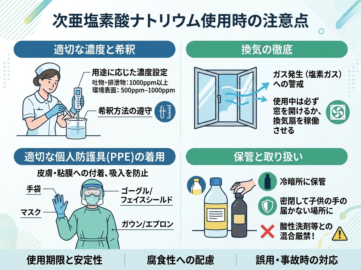 次亜塩素酸ナトリウム使用時の注意点