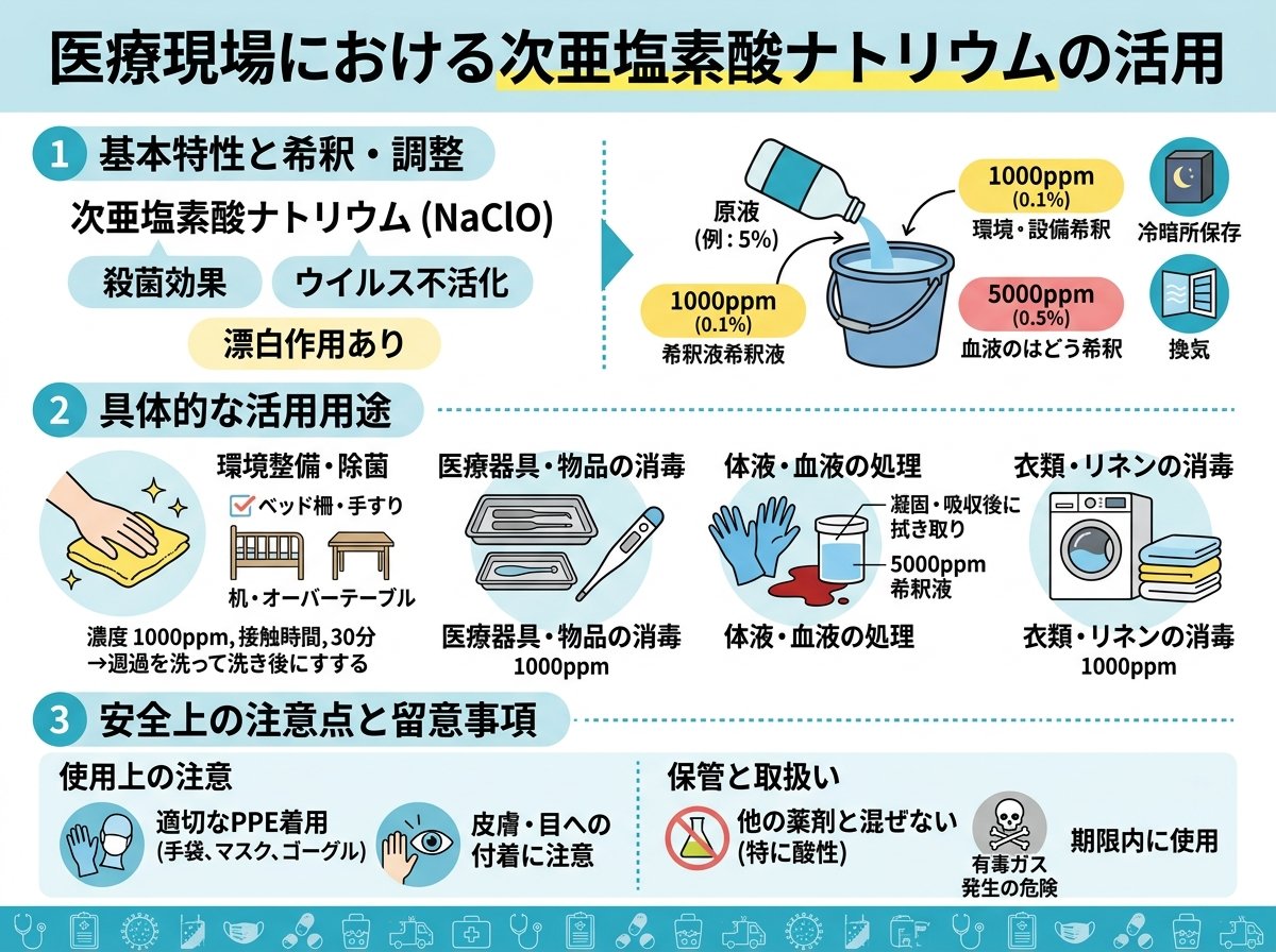 医療現場における次亜塩素酸ナトリウムの活用