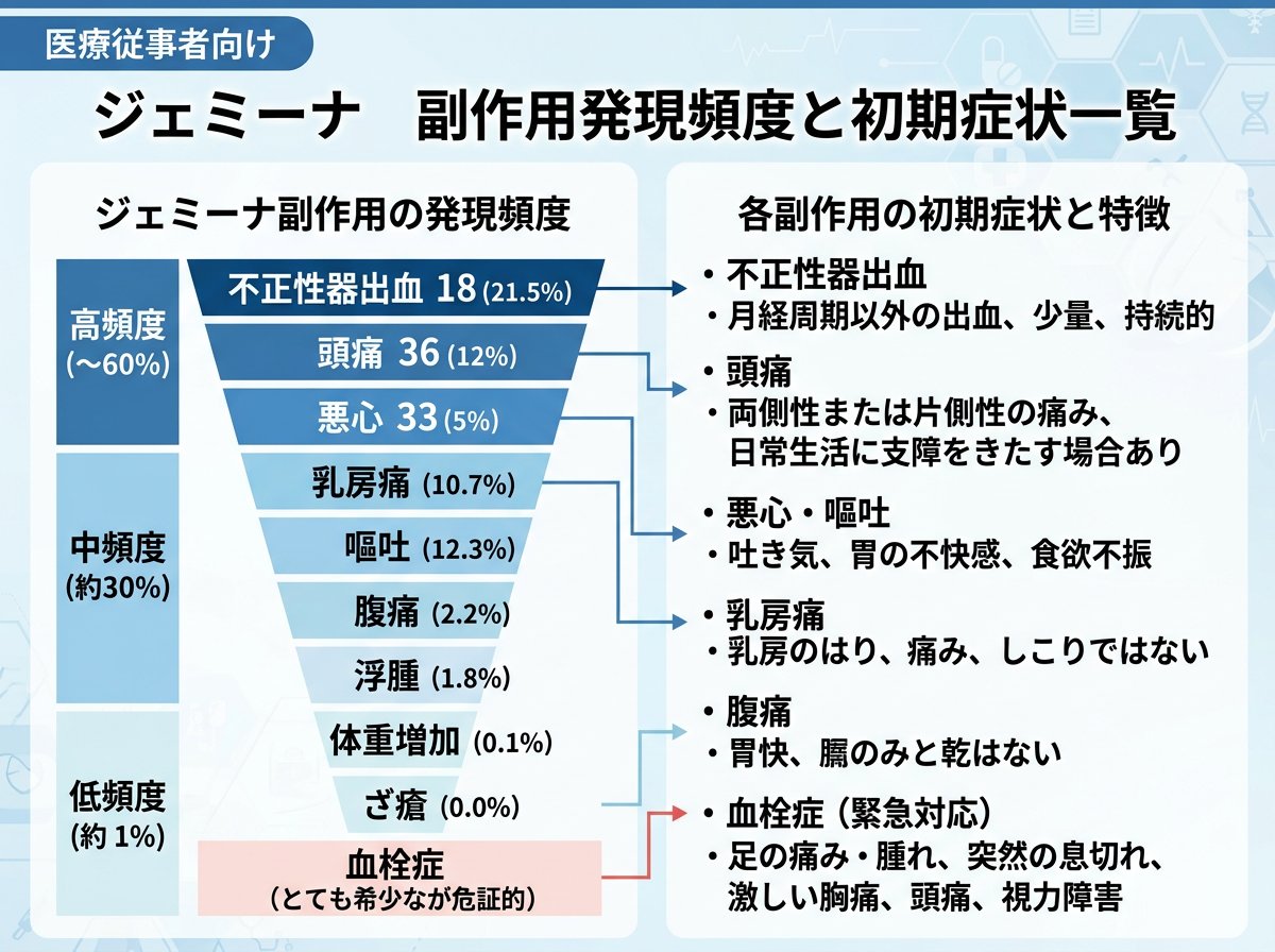 ジェミーナ副作用の発現頻度と初期症状