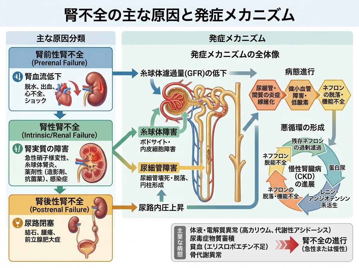 腎不全の主な原因と発症メカニズム