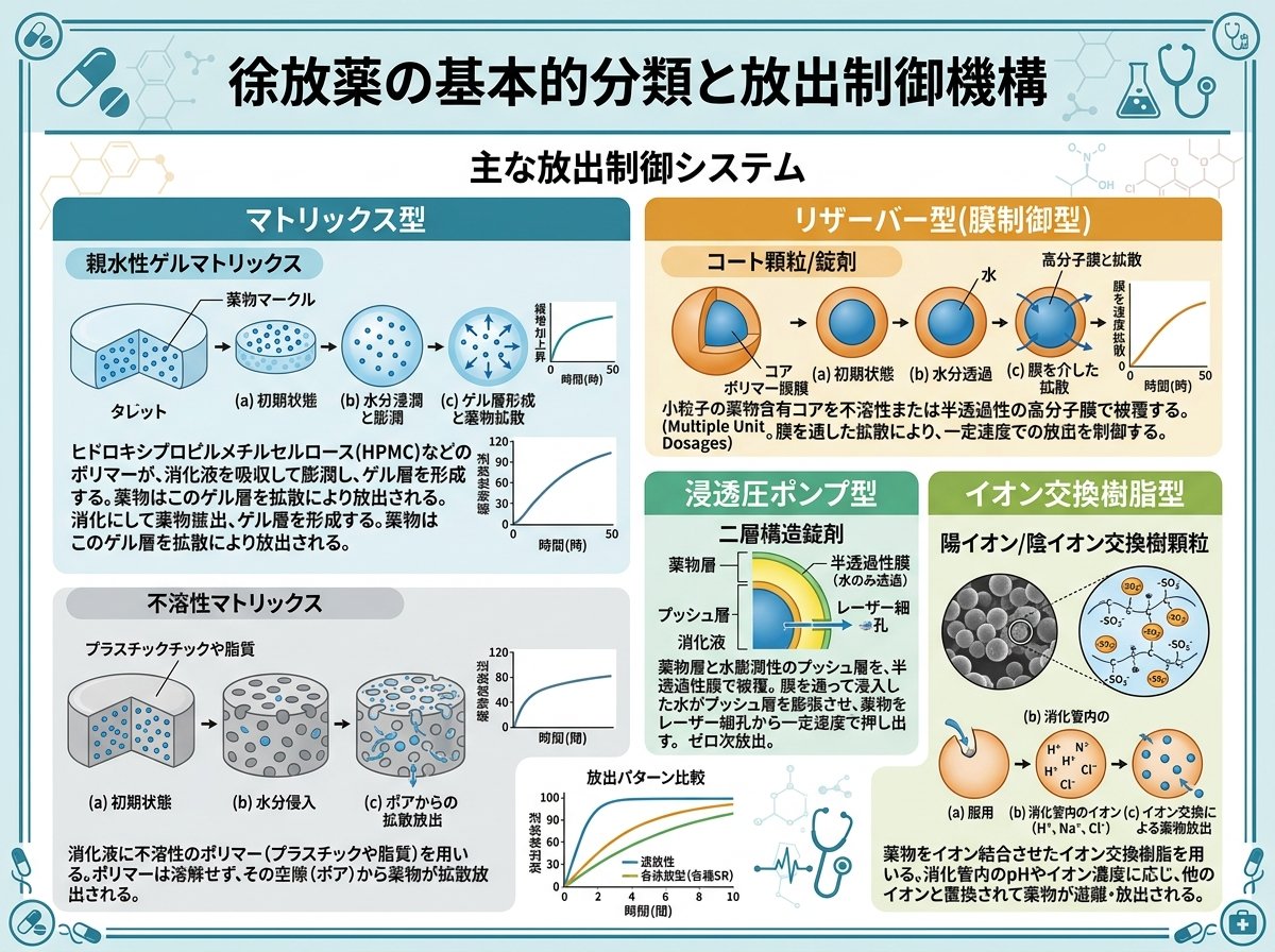 徐放薬の基本的分類と放出制御機構