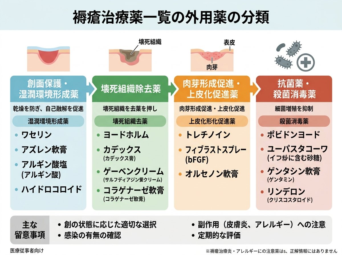 褥瘡治療薬一覧の外用薬の分類