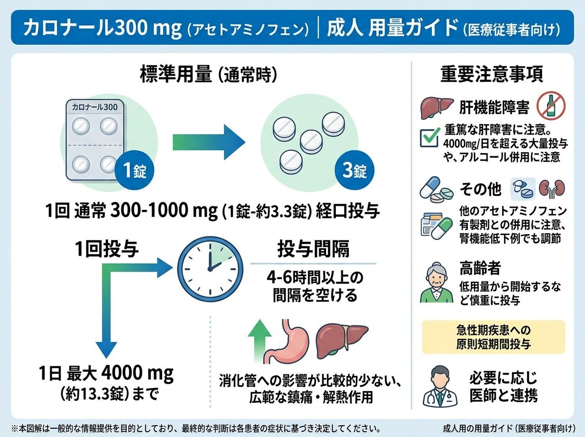 カロナール300 1回何錠 大人 用量