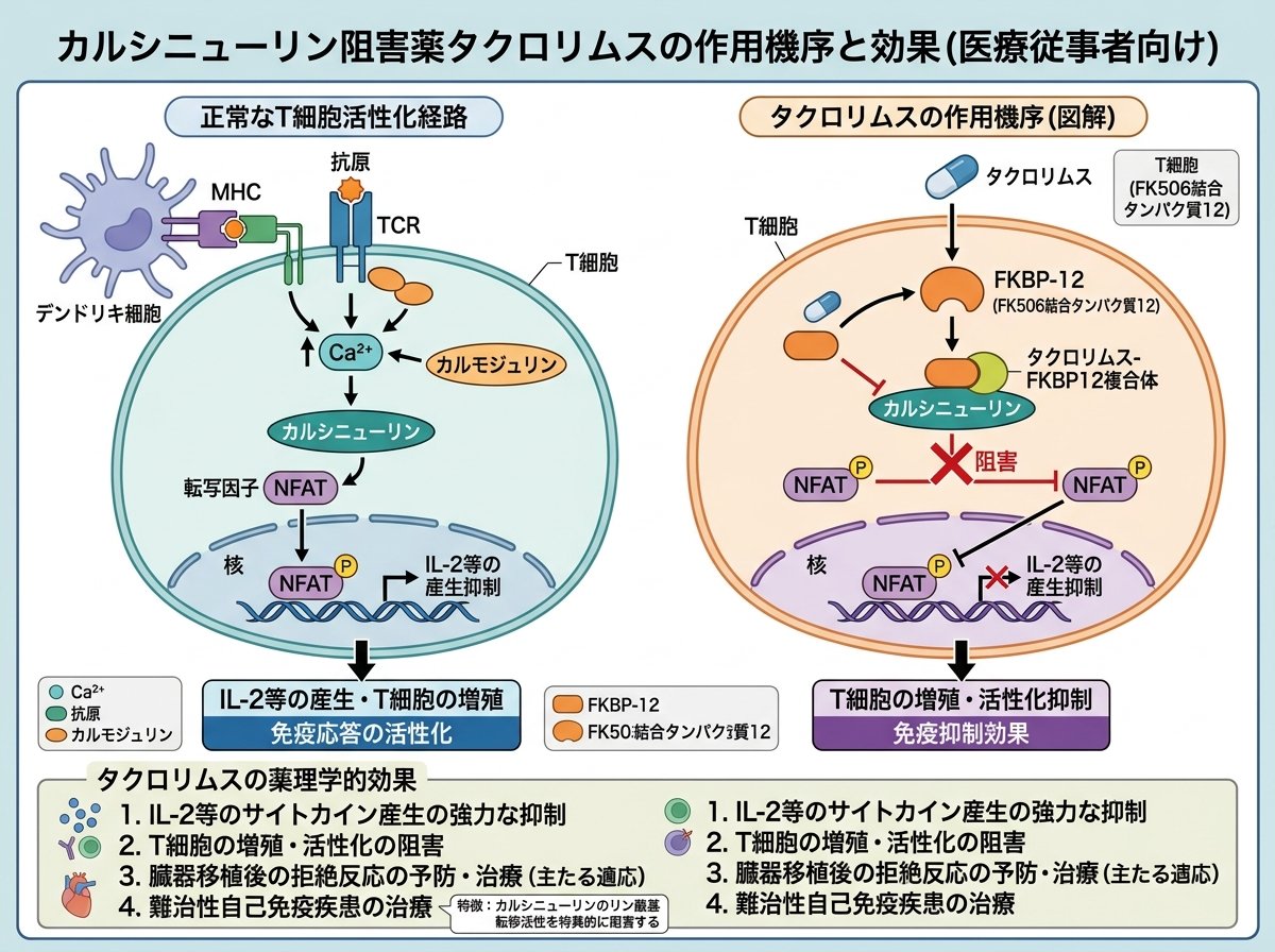カルシニューリン阻害薬タクロリムスの作用機序と効果