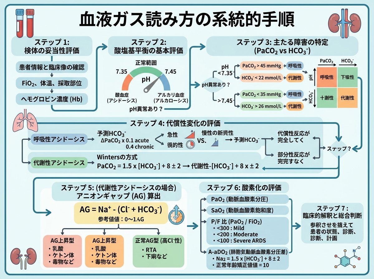 血液ガス読み方の系統的手順