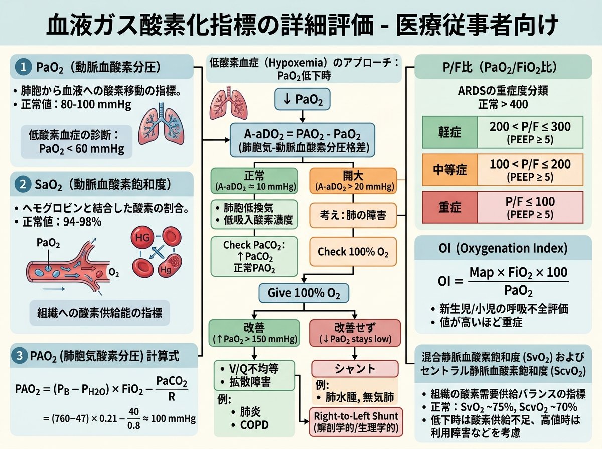 血液ガス酸素化指標の詳細評価