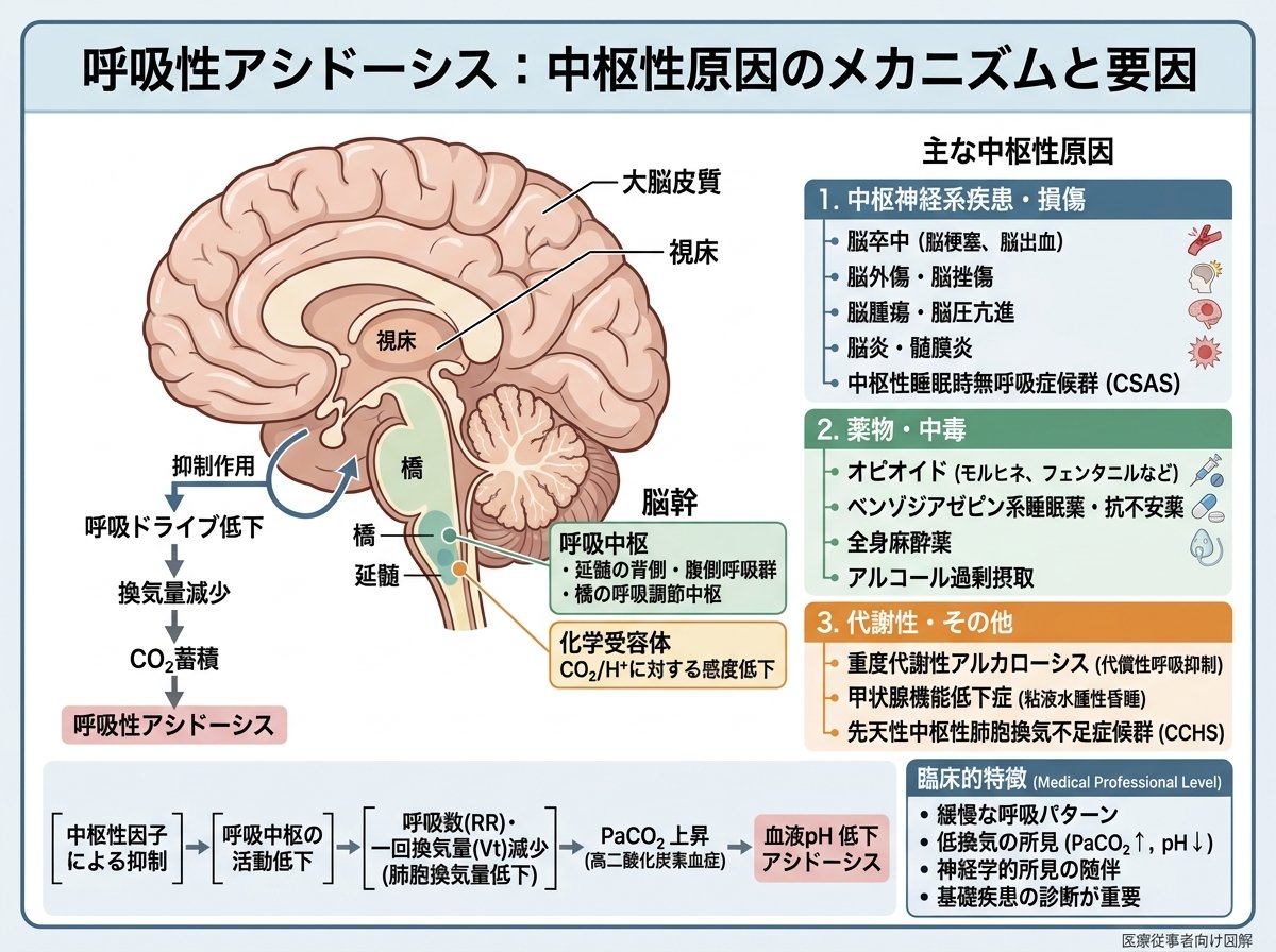 呼吸性アシドーシス中枢性原因